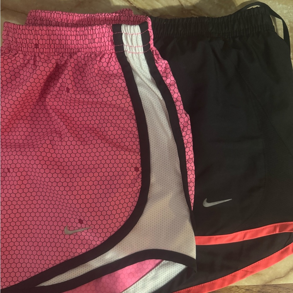 Nike Pink and Black Running Shorts Set